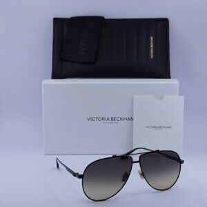 Victoria Beckham VB248S 001 Aviator Sunglasses – Black/Grey Gradient